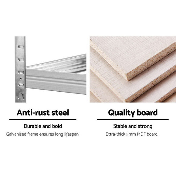 Giantz 5x1.8M Garage Shelving Warehouse Rack Pallet Racking Storage Shelf Silver - RnR Galore