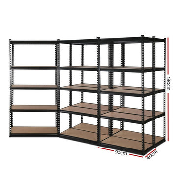 Giantz 5x1.8M Garage Shelving Warehouse Rack Pallet Racking Storage Shelve Black - RnR Galore