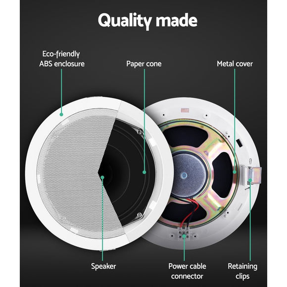 Giantz 6 Inch Ceiling Speakers In Wall Speaker Home Audio Stereos Tweeter 6pcs - RnR Galore