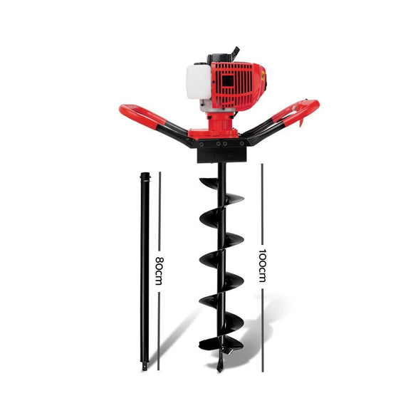 Giantz 66CC Post Hole Digger 200mm Petrol Drill Extension Auger Bits - RnR Galore