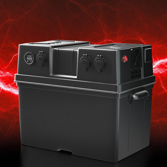 Giantz Battery Box 500W Inverter Deep Cycle Battery Portable Caravan Camping USB - RnR Galore