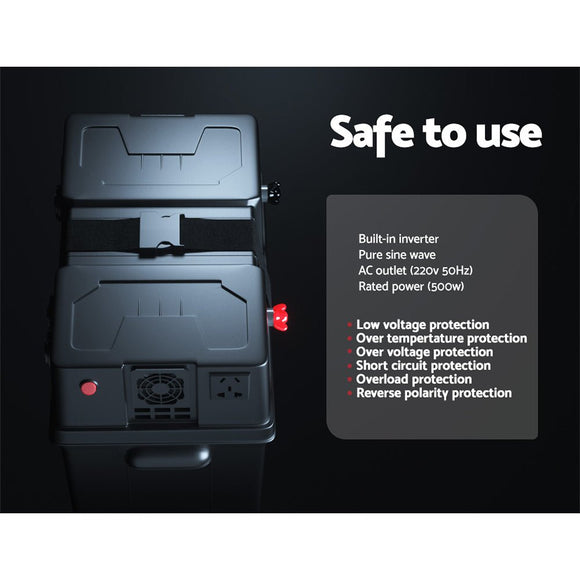 Giantz Battery Box 500W Inverter Deep Cycle Battery Portable Caravan Camping USB - RnR Galore