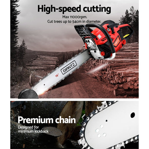 Giantz Chainsaw Petrol 45CC 16" Bar Commercial E - Start Pruning Chain Saw,Giantz Chainsaw Petrol 45CC 16" Bar Commercial E - Start Pruning Chain Saw 3.5HP - RnR Galore