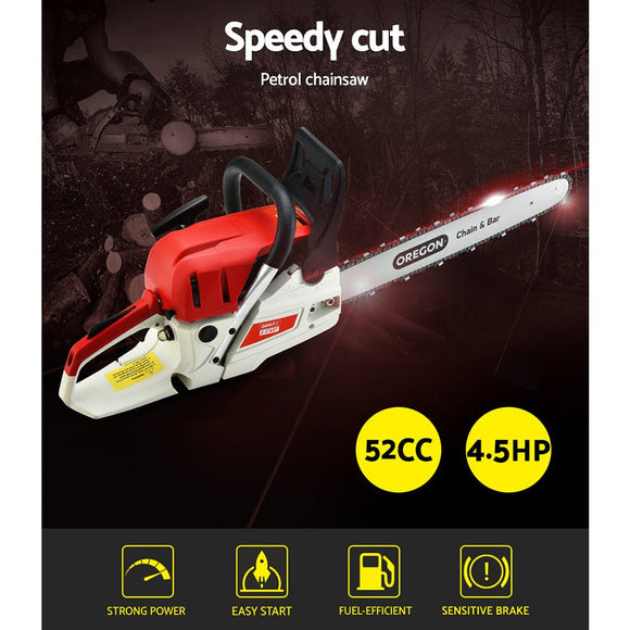 Giantz Chainsaw Petrol 52CC 20" Oregon Bar Commercial E - Start Pruning Chain Saw - RnR Galore