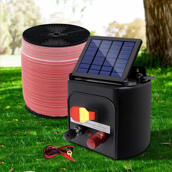 Giantz Fence Energiser 5KM Solar Powered Electric 1200M Poly Tape - RnR Galore