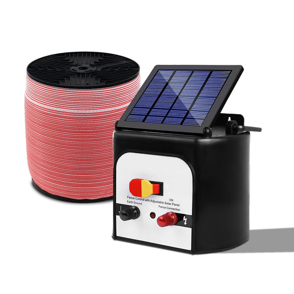 Giantz Fence Energiser 8KM Solar Powered Electric 1200M Poly Tape - RnR Galore