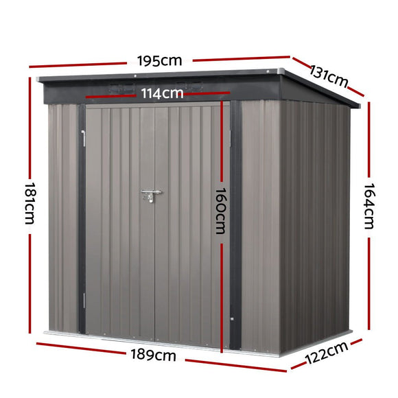 Giantz Garden Shed 1.95x1.31M Sheds Outdoor Storage Steel Workshop House Tool Double Door - RnR Galore