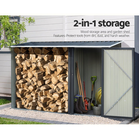 Giantz Garden Shed 2.49x1.04M Sheds Outdoor Tool Storage Workshop House Steel 2 in 1 - RnR Galore