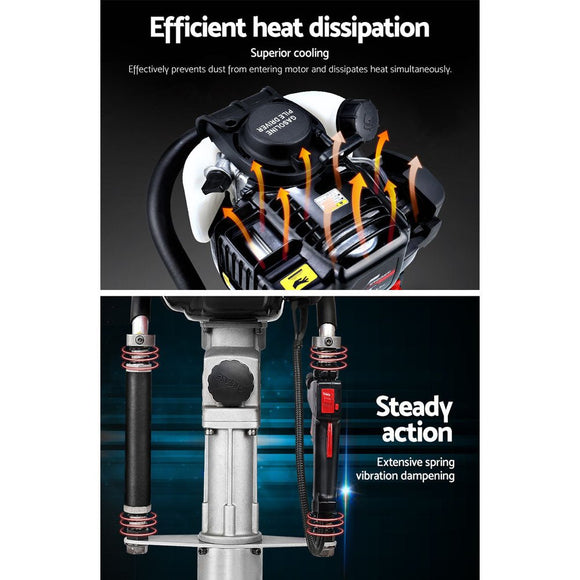 Giantz Petrol Post Driver 38CC 4 - Stroke Rammer Pile Star Picket Fence Hole Black - RnR Galore