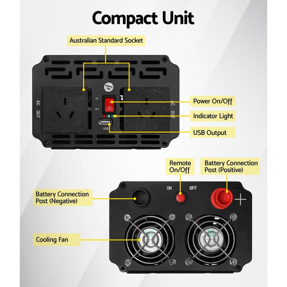 Giantz Power Inverter 2000W or 4000W Pure Sine Wave 12V - 240V Camping Boat Caravan - RnR Galore