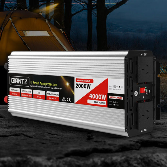 Giantz Power Inverter 2000W or 4000W Pure Sine Wave 12V - 240V Camping Boat Caravan - RnR Galore