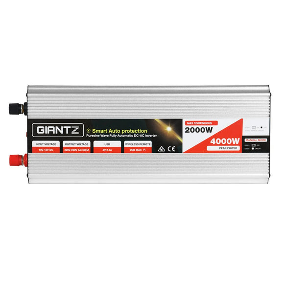 Giantz Power Inverter 2000W or 4000W Pure Sine Wave 12V - 240V Camping Boat Caravan - RnR Galore
