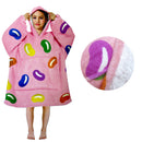 Girls Comfy Warm Blanket Hoodie with Sherpa Fleece Reverse Jelly Beans - RnR Galore