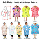 Girls Comfy Warm Blanket Hoodie with Sherpa Fleece Reverse Kawaii Cat - RnR Galore