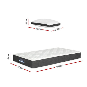 Giselle Bedding 18cm Mattress Medium Soft w/Pillows Single - RnR Galore