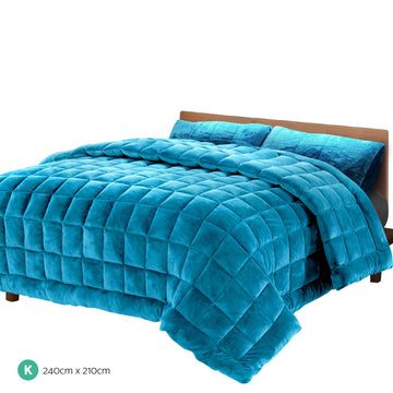 Giselle Bedding Faux Mink Quilt Blue King - RnR Galore