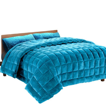 Giselle Bedding Faux Mink Quilt Blue Queen - RnR Galore