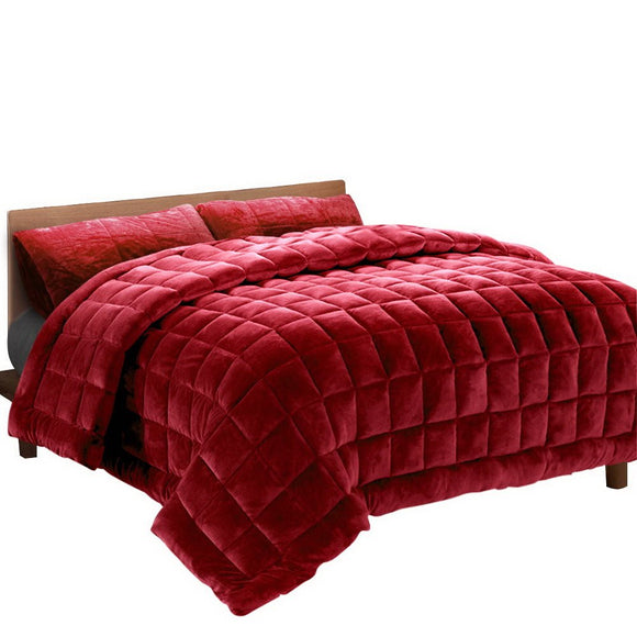 Giselle Bedding Faux Mink Quilt Burgundy King - RnR Galore