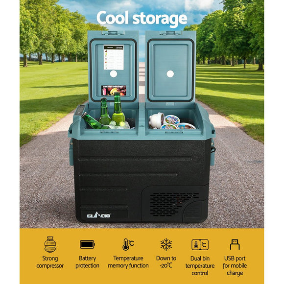 Glacio 50L Portable Fridge Freezer Cooler Camping 12V/24V/240V Caravan Car - RnR Galore