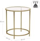 Gold Round Side Table with Golden Metal Frame Robust and Stable - RnR Galore
