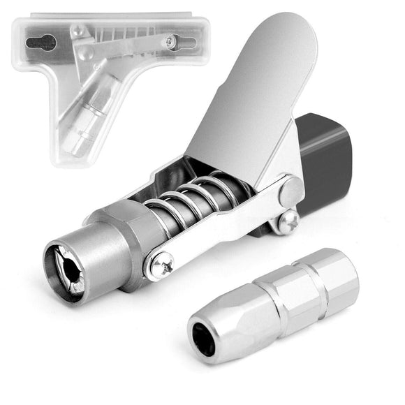 Grease Gun Coupler Quick Release & Lock 1/8‘’ NPT Rated 10,000 PSI Storage Case - RnR Galore