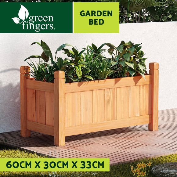 Green Fingers Garden Bed 60x30x33cm Wooden Planter Box Raised Container Growing - RnR Galore