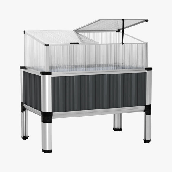 Green Fingers Garden Bed 80x49x74cm Greenhouse Planter Box Raised Galvanised Herb - RnR Galore
