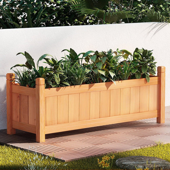 Green Fingers Garden Bed 90x30x33cm Wooden Planter Box Raised Container Growing - RnR Galore