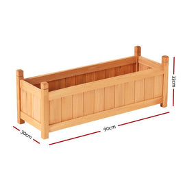 Green Fingers Garden Bed 90x30x33cm Wooden Planter Box Raised Container Growing - RnR Galore