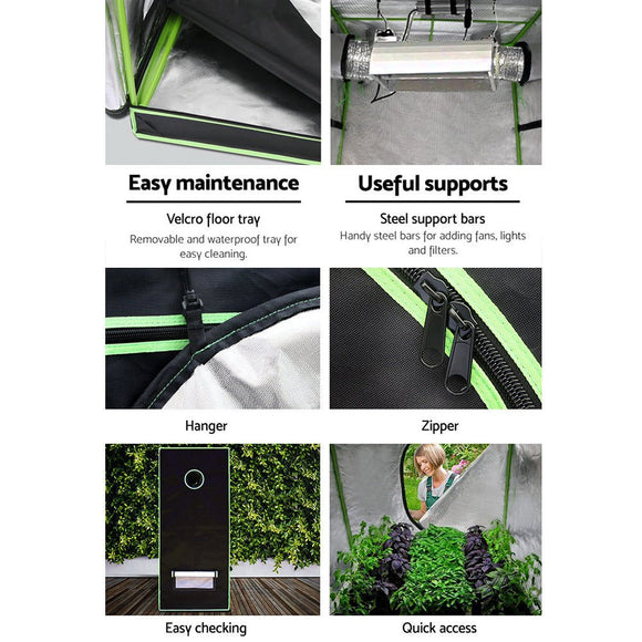 Green Fingers Grow Tent 100x100x200CM Hydroponics Kit Indoor Plant Room System - RnR Galore