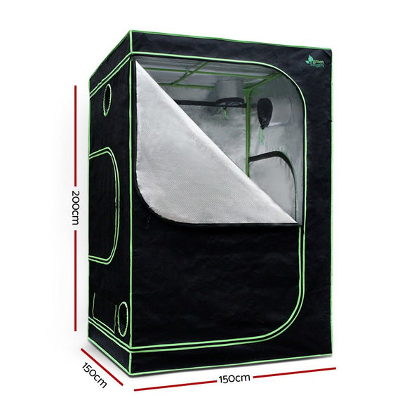 Green Fingers Grow Tent 150x150x200CM Hydroponics Kit Indoor Plant Room System - RnR Galore
