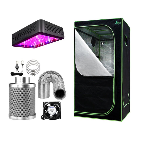 Green Fingers Grow Tent Light Kit 60x60x140CM 600W LED 4" Vent Fan,Green Fingers Grow Tent Light Kit LED 600W Full Spectrum 4" Vent 60x60x140CM - RnR Galore