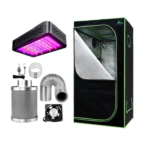 Green Fingers Grow Tent Light Kit 80x80x160CM 1000W LED 4" Vent Fan,Green Fingers Grow Tent Light Kit LED 1000W Full Spectrum 4" Vent 80x80x160CM - RnR Galore