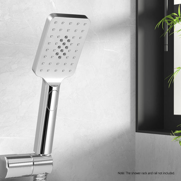 Handheld Shower Head 3.1'' High Pressure 3 Spray Modes Square Chrome - RnR Galore