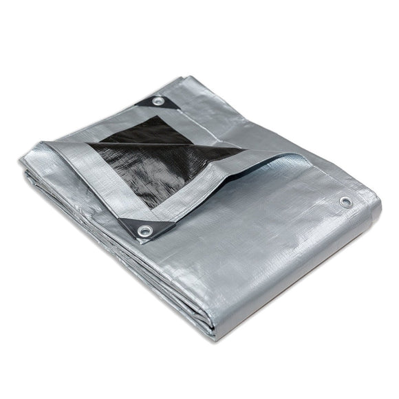 Heavy Duty Silver Black Tarp Tarpaulin 3.6x6.1m - RnR Galore