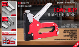 Heavy Duty Staple Gun Set 2in1 Stapler 1500Pc Staples Tacker Hand Fastener Tool - RnR Galore
