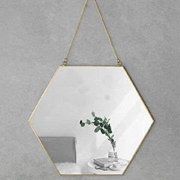 Hexagon Hanging Wall Mirror Decor (Gold Color) - RnR Galore