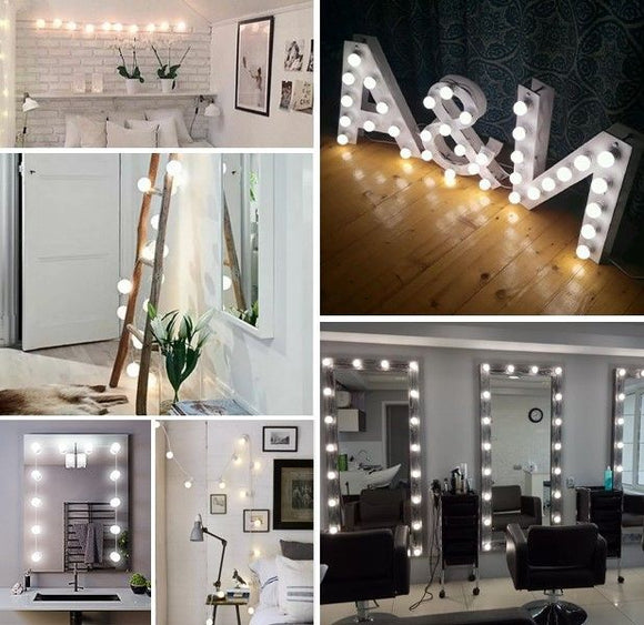 Hollywood Vanity Style LED Makeup Lights Mirror with 3 Color Modes Lights with 10 Dimmable Bulbs (Mirror Not Include) - RnR Galore