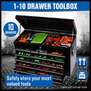 HORUSDY 10 - Drawer Tool Box Chest Toolbox Lockable Drawer Cabinet Garage Storage - RnR Galore