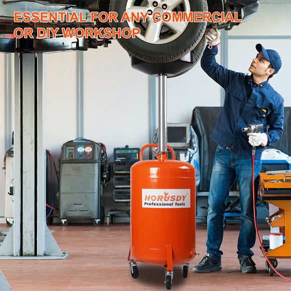 HORUSDY 80L Mobile Waste Oil Drainer Telescopic Workshop Fluid Collection Tank - RnR Galore