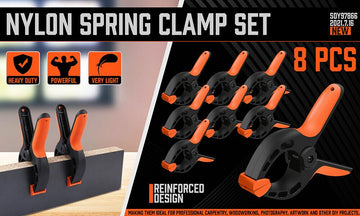 HORUSDY 8Pc Spring Clamp Set Quick Grip Plastic Non - Slip Nylon Clips Woodworking - RnR Galore