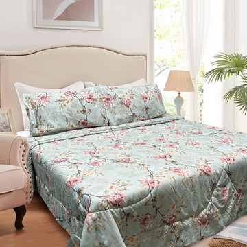 Hotel Living 3 Pce Light Weight Comforter Set Queen/King Corbett Floral Vintage - RnR Galore