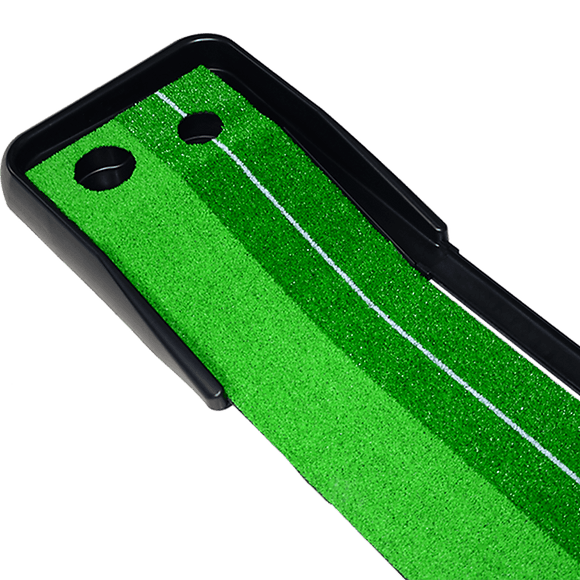 Indoor Practice Putting Green 2.5m Mat Inclined Ball Return Fake Grass 2 Holes - RnR Galore
