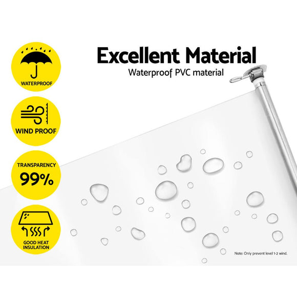 Instahut 1.5X2.4M Outdoor Blinds Clear Roll Down Awning Retractable Outdoor Blinds Water Wind Proof Transparent - RnR Galore