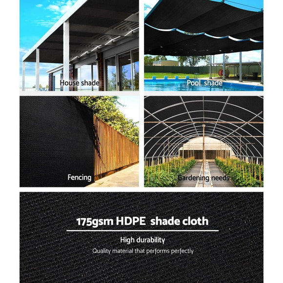 Instahut 70% Shade Cloth 1.83x50m Shade Cloth Sail Heavy Duty Shadecloth Garden Mesh Roll BK - RnR Galore