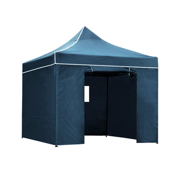 Instahut Gazebo 3x3 Pop Up Marquee Folding Wedding Tent Gazebos Camping Outdoor Shade Canopy Navy - RnR Galore