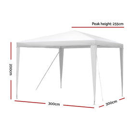 Instahut Gazebo 3x3m Wedding Party Marquee Tent Outdoor Event Camping Canopy Shade White - RnR Galore