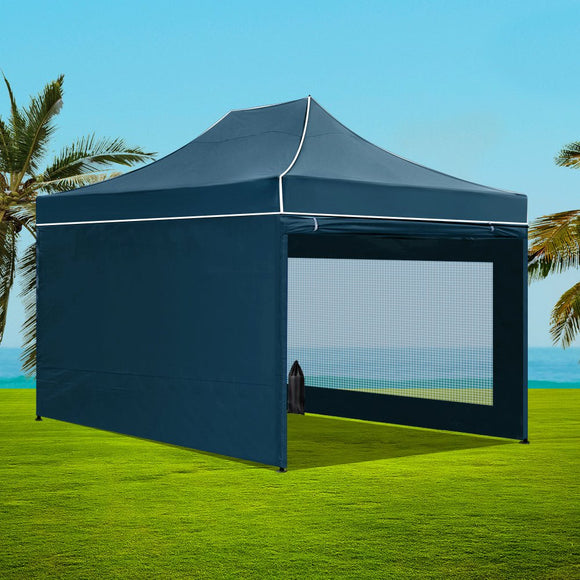 Instahut Gazebo 3x4.5 Pop Up Marquee Folding Wedding Tent Gazebos Camping Outdoor Shade Canopy Navy - RnR Galore