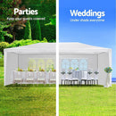 Instahut Gazebo 3x6m Marquee Wedding Party Tent Outdoor Camping Side Wall Canopy 6 Panel White - RnR Galore
