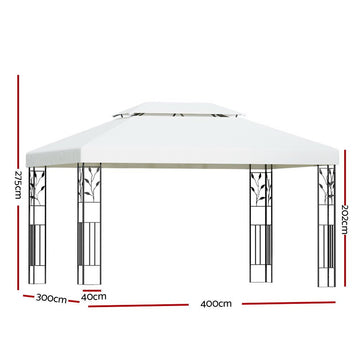 Instahut Gazebo 4x3m Marquee Outdoor Wedding Party Event Tent Home Iron Art Shade White - RnR Galore